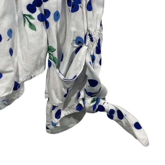 Anthropologie MAEVE Blithe Button Up Shirt  Blueberry Print Tie Sleeves Sz 4 - Picture 7 of 10